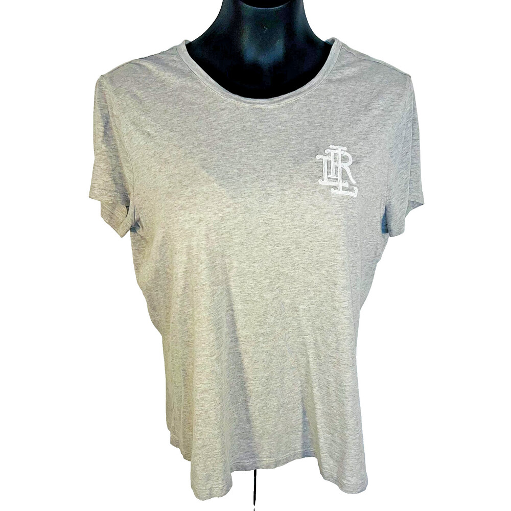 Lauren Ralph Lauren - Women's XL Tee Shirt Light Grey with White Logo Initials